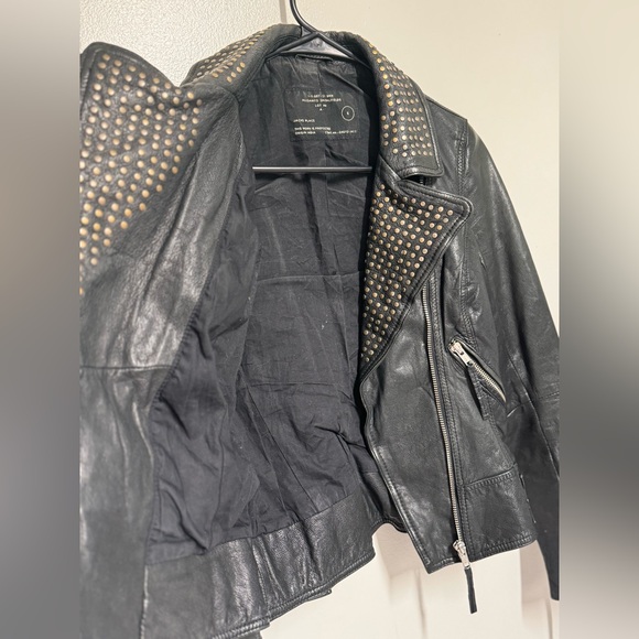Allsaints - Leather Studded Moto Jacket - Picture 10 of 16
